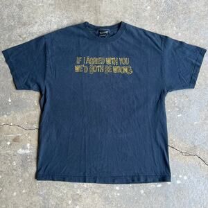 Vintage word funny text joke blue graphic t shirt